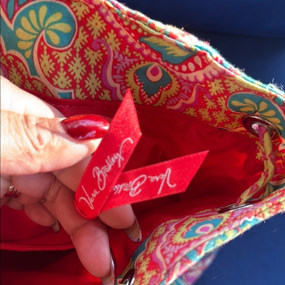 Vera Bradley Pink and Red Quilted Backpack - Picture 5 of 6
